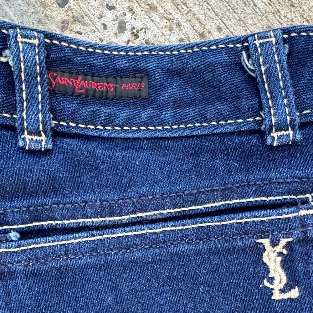 YSL Saint Laurent Dark Blue Slim Straight Petite Womens Jeans - Picture 4 of 13
